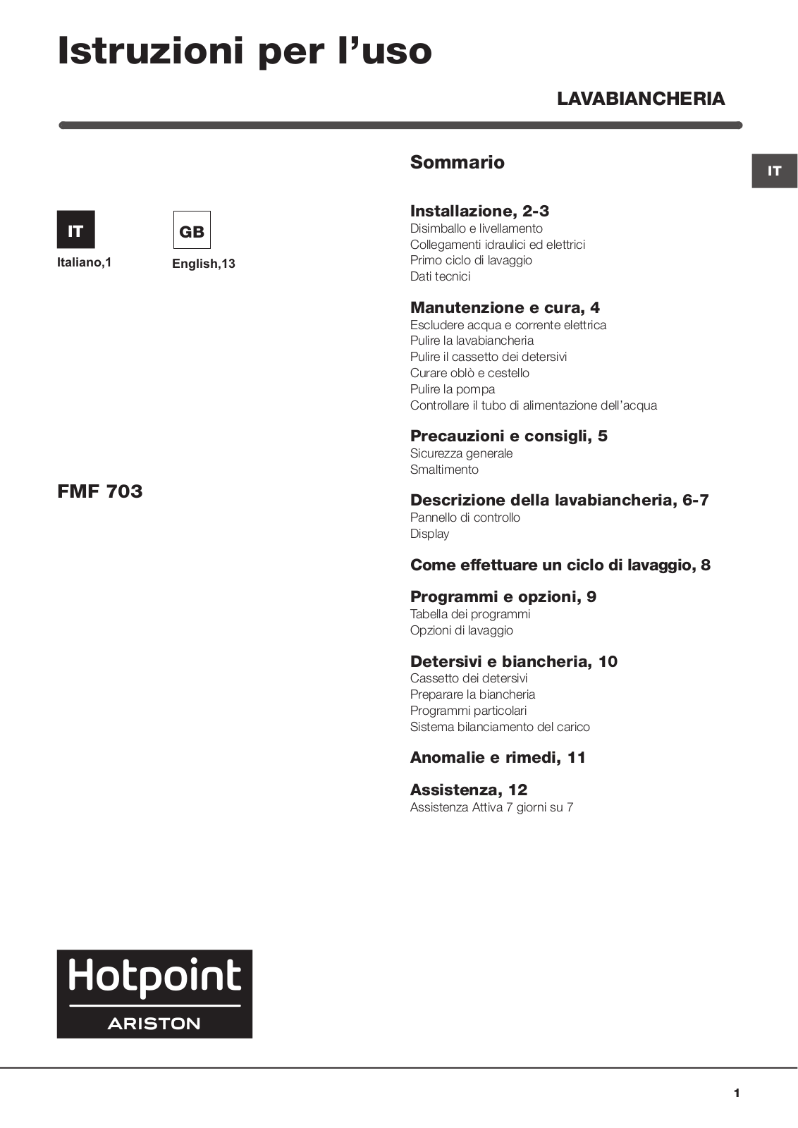Hotpoint FMF 703B IT User Manual - ManualMachine.com