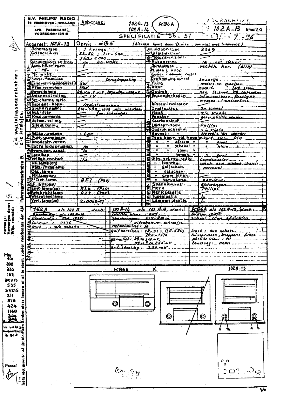 Philips 102-A Schematic