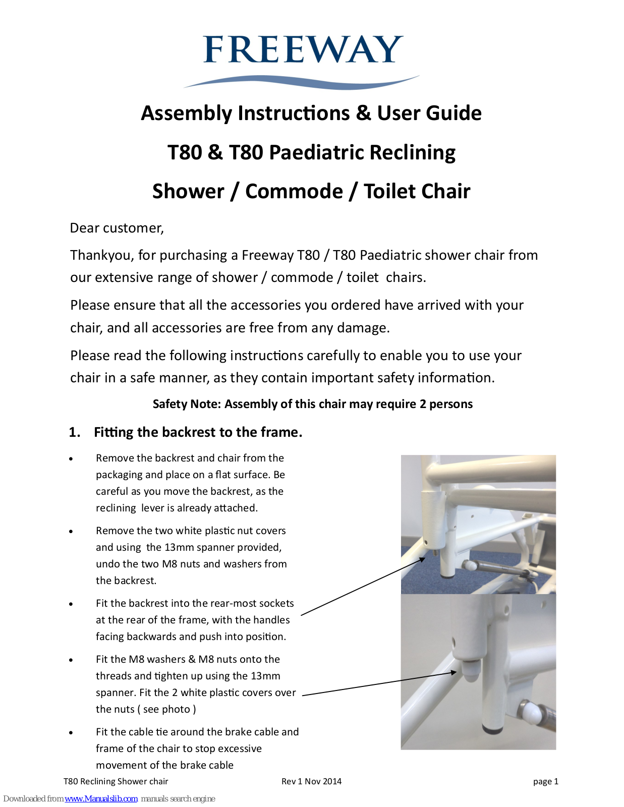 FREEWAY T80, T80 Paediatric Assembly Instructions & User Manual