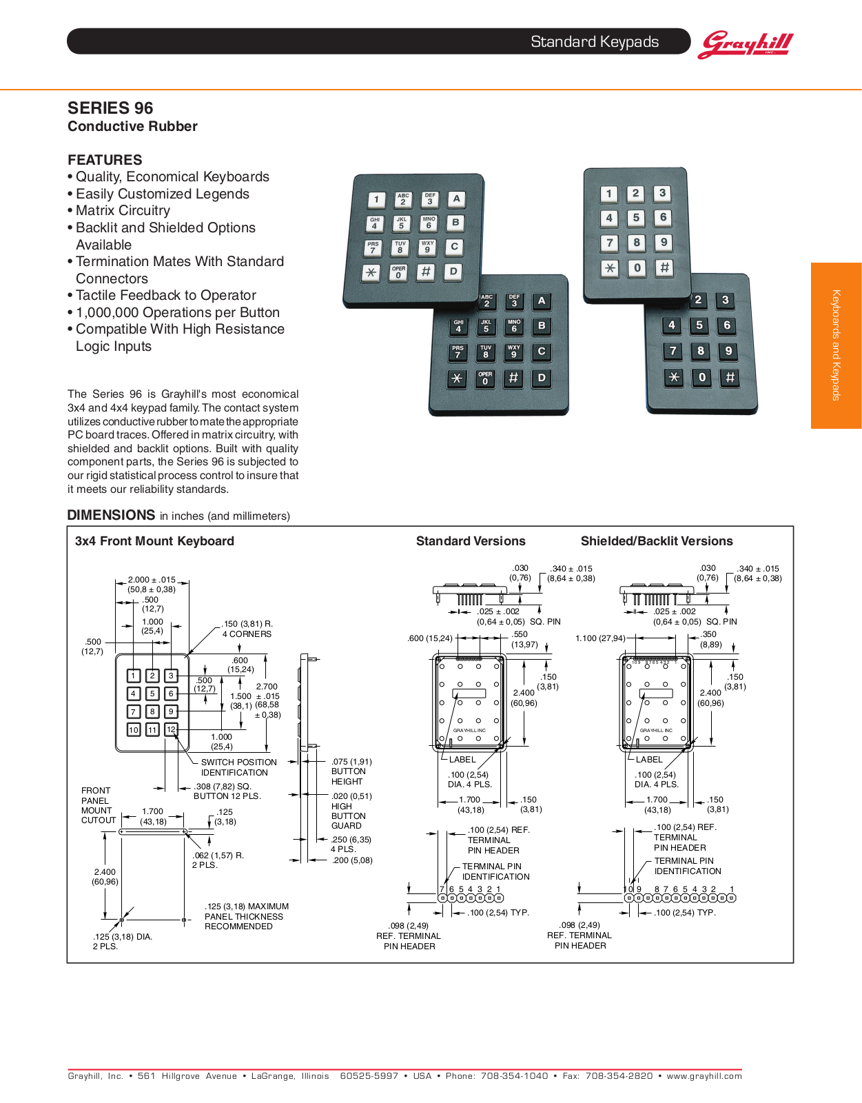 Grayhill Keypads 96 User Manual