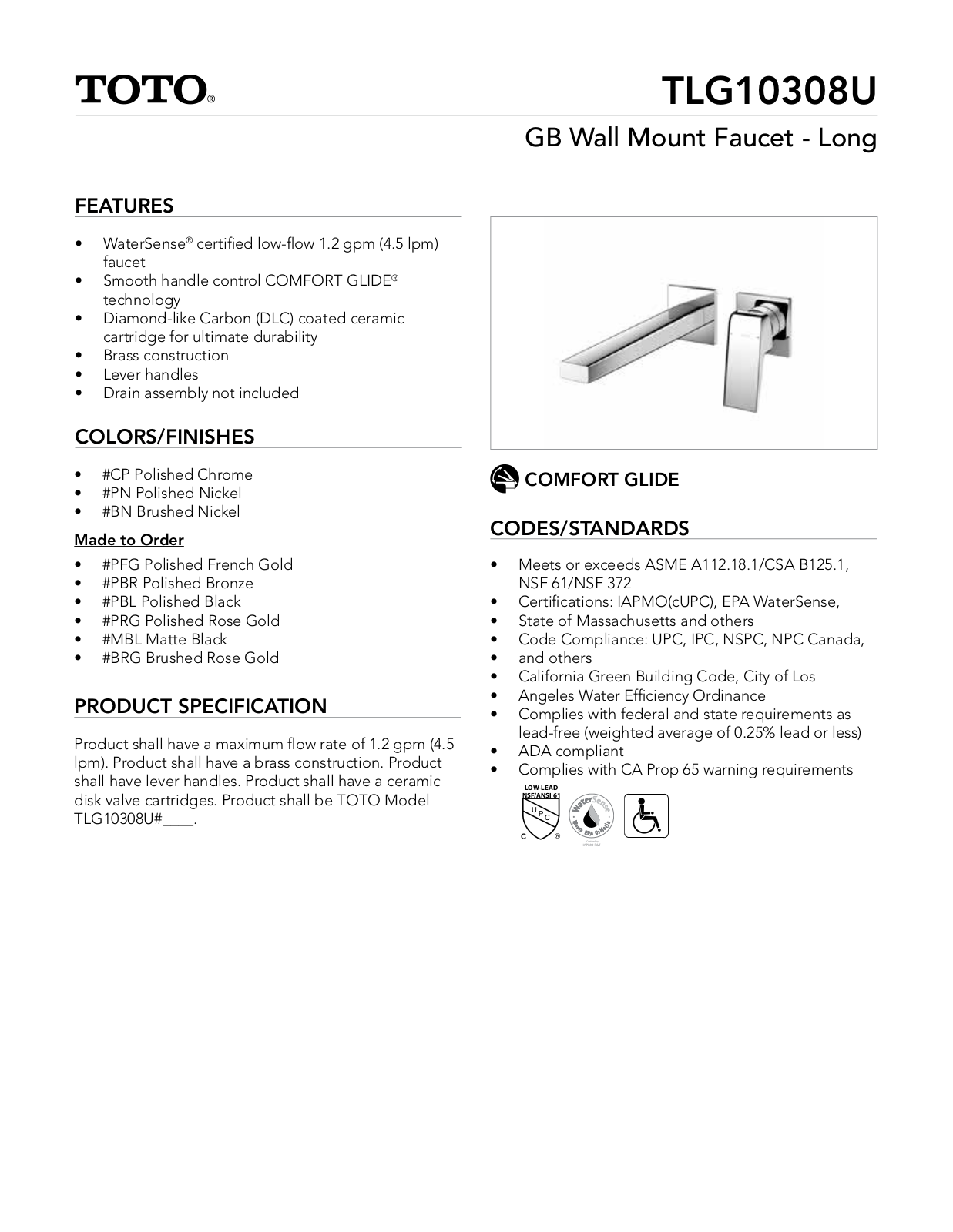 TOTO SBSA1615 Specifications - ManualMachine.com