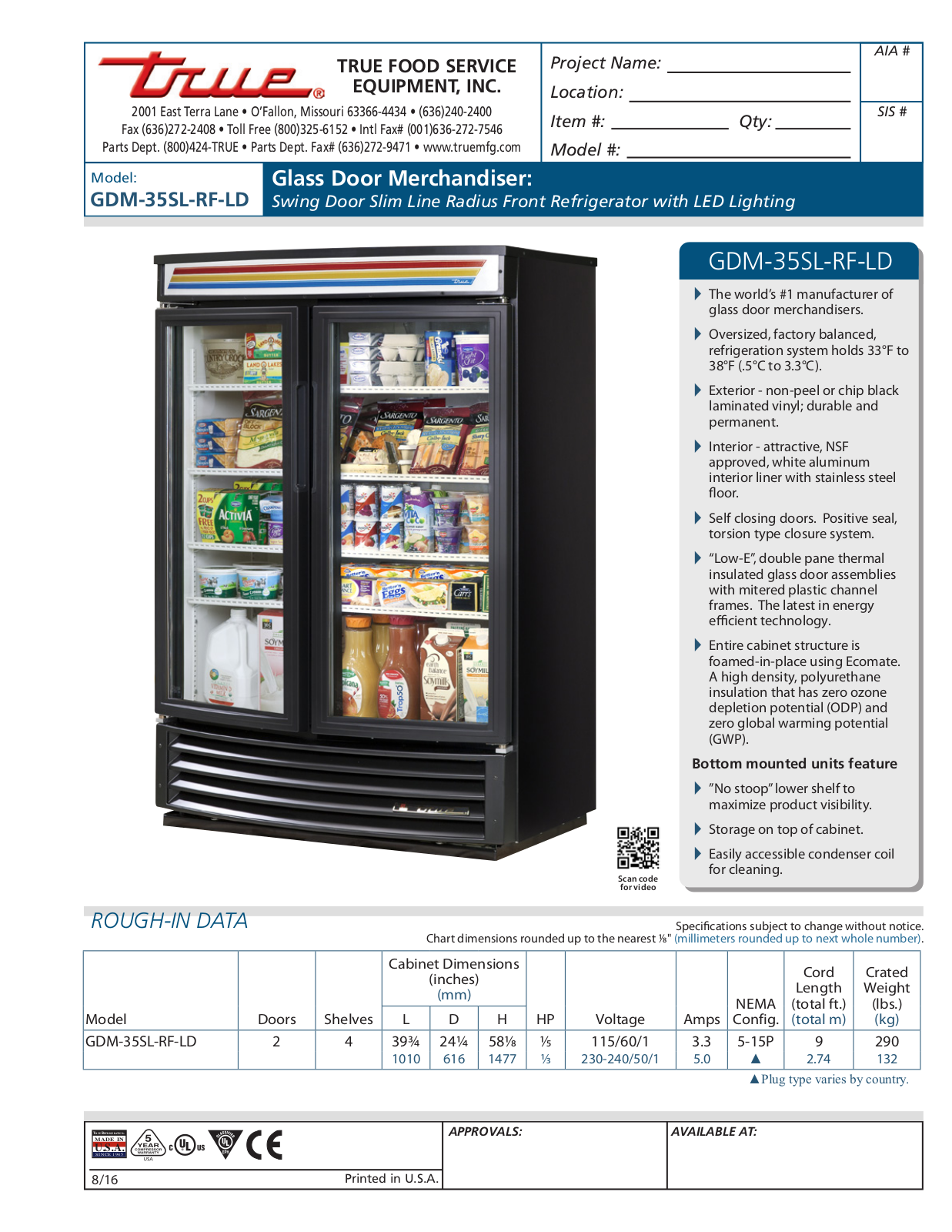 True GDM-35SL-RF-LD User Manual