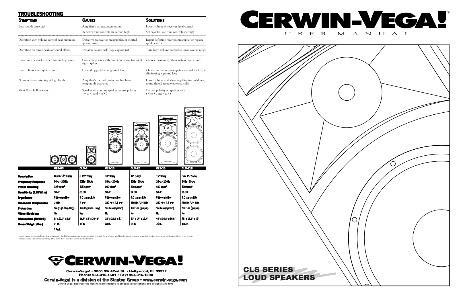 Cerwin Vega CLS-6c, cls-6, cls-10, cls12, cls15 User Manual