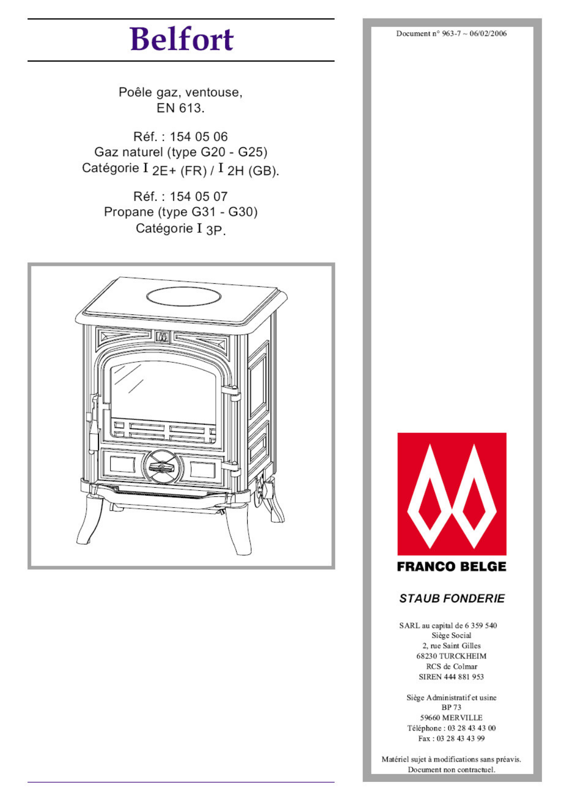 Staub BELFORT VENTOUSE Parts list