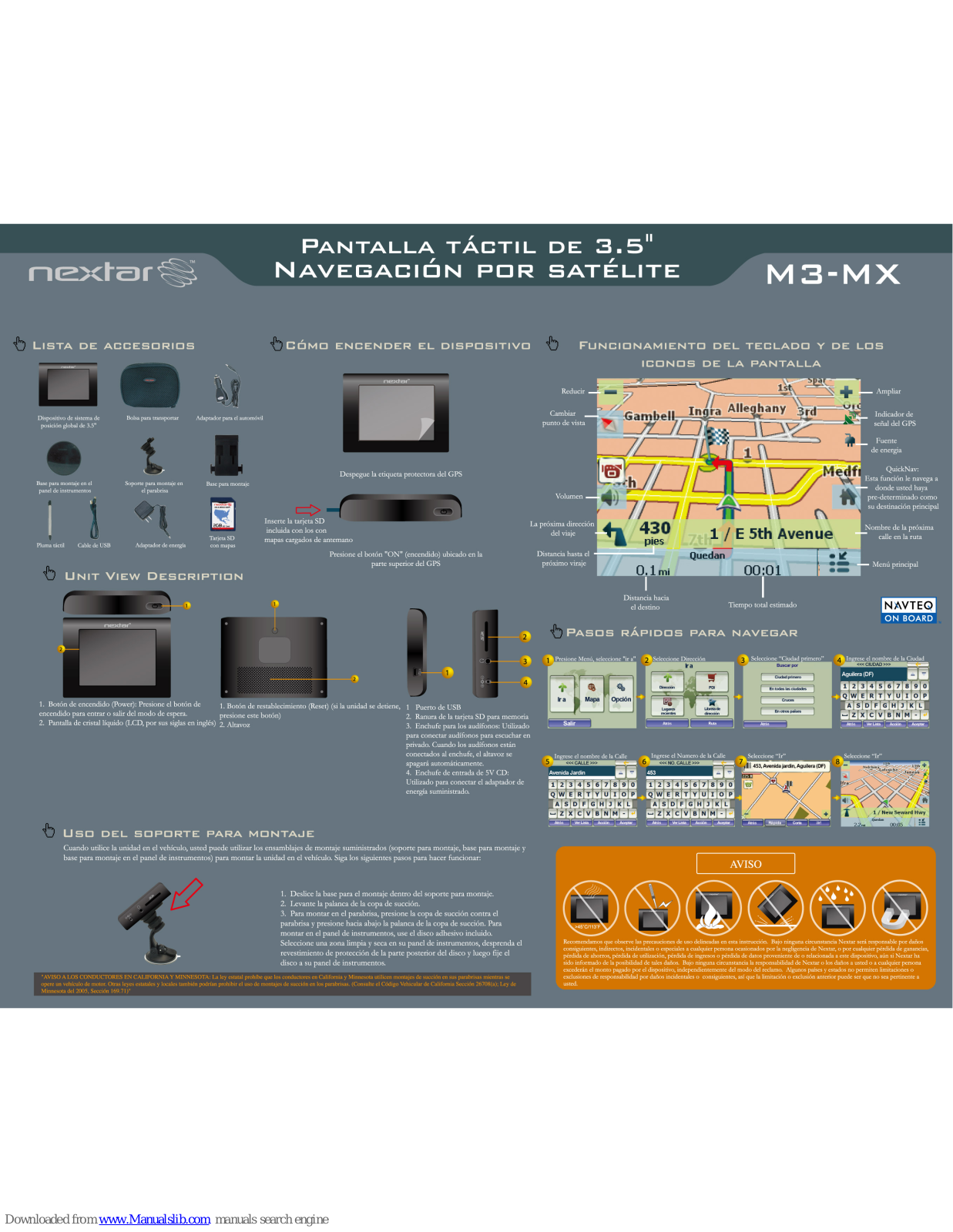 Nextar M3-MX - Automotive GPS Receiver Quick Start Manual