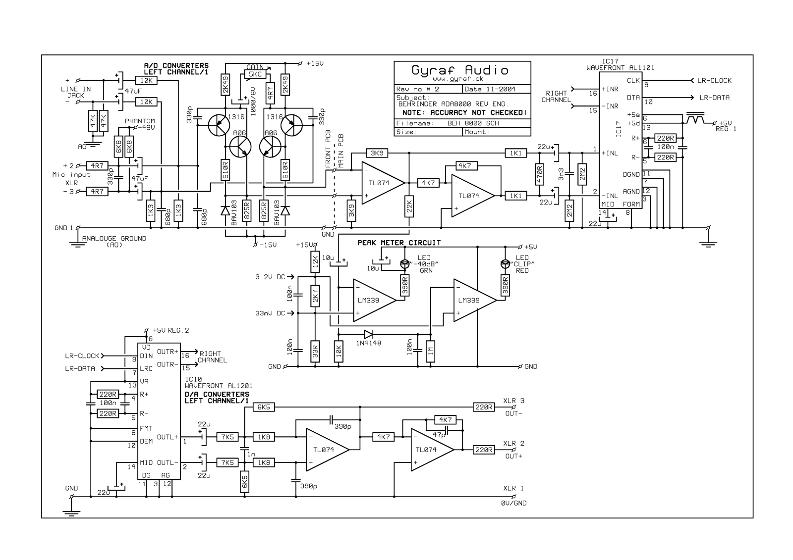 BEHRINGER ADA800 Service Manual