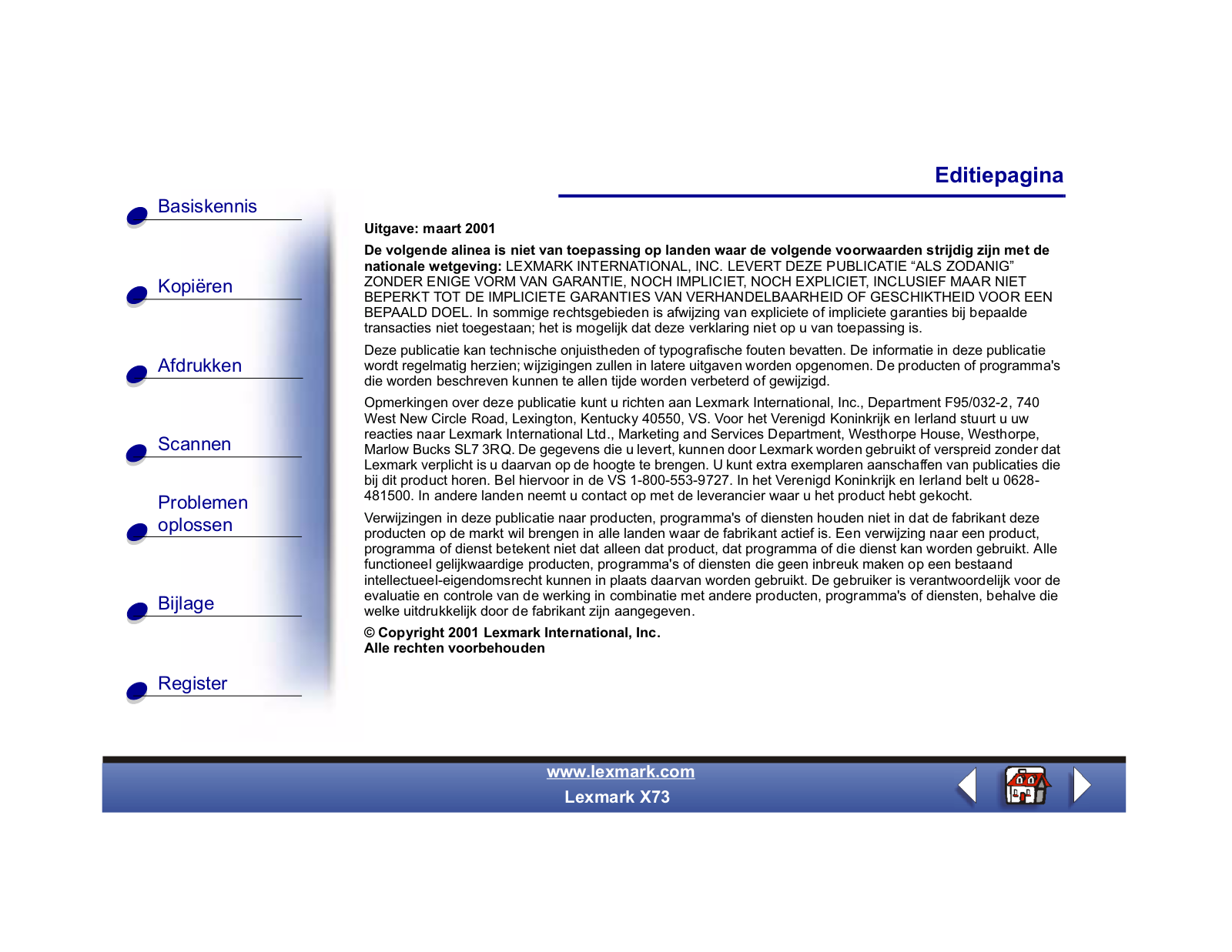 Lexmark X73 Release Notes