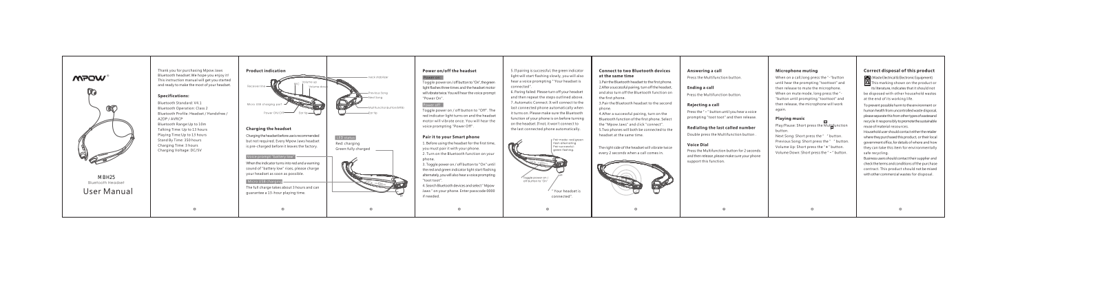 MPOW TECHNOLOGY MBH25 User Manual