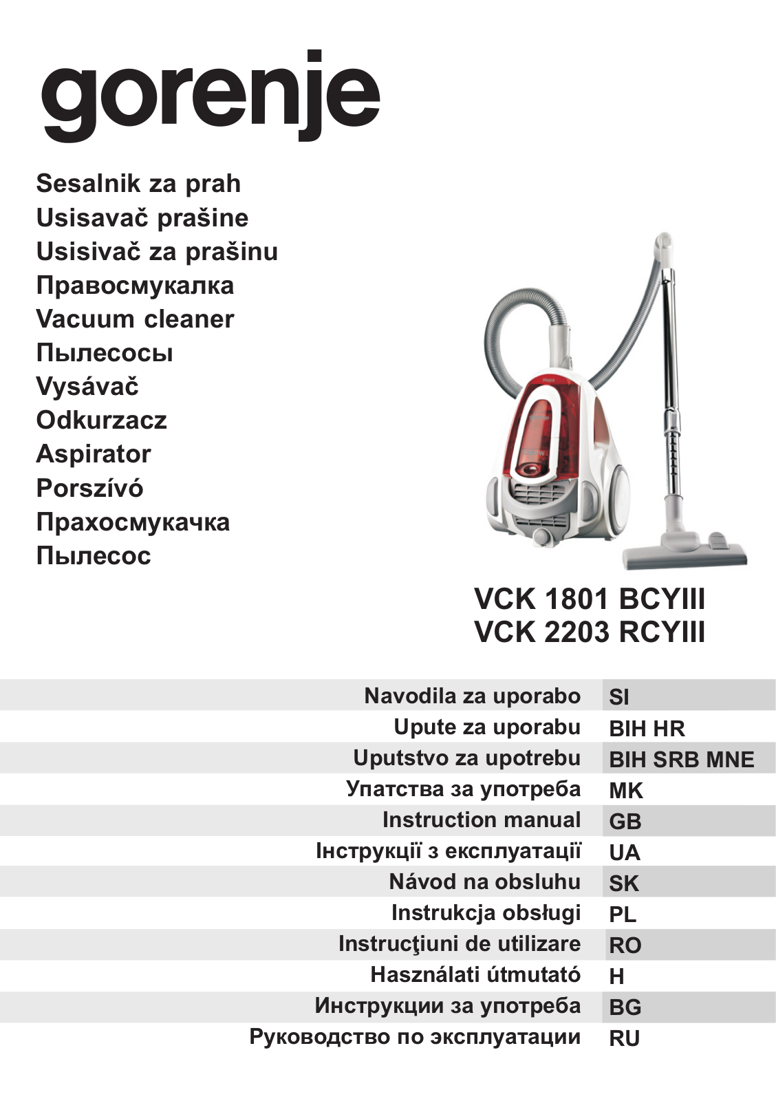 Gorenje VCK2203RCYIII User Manual