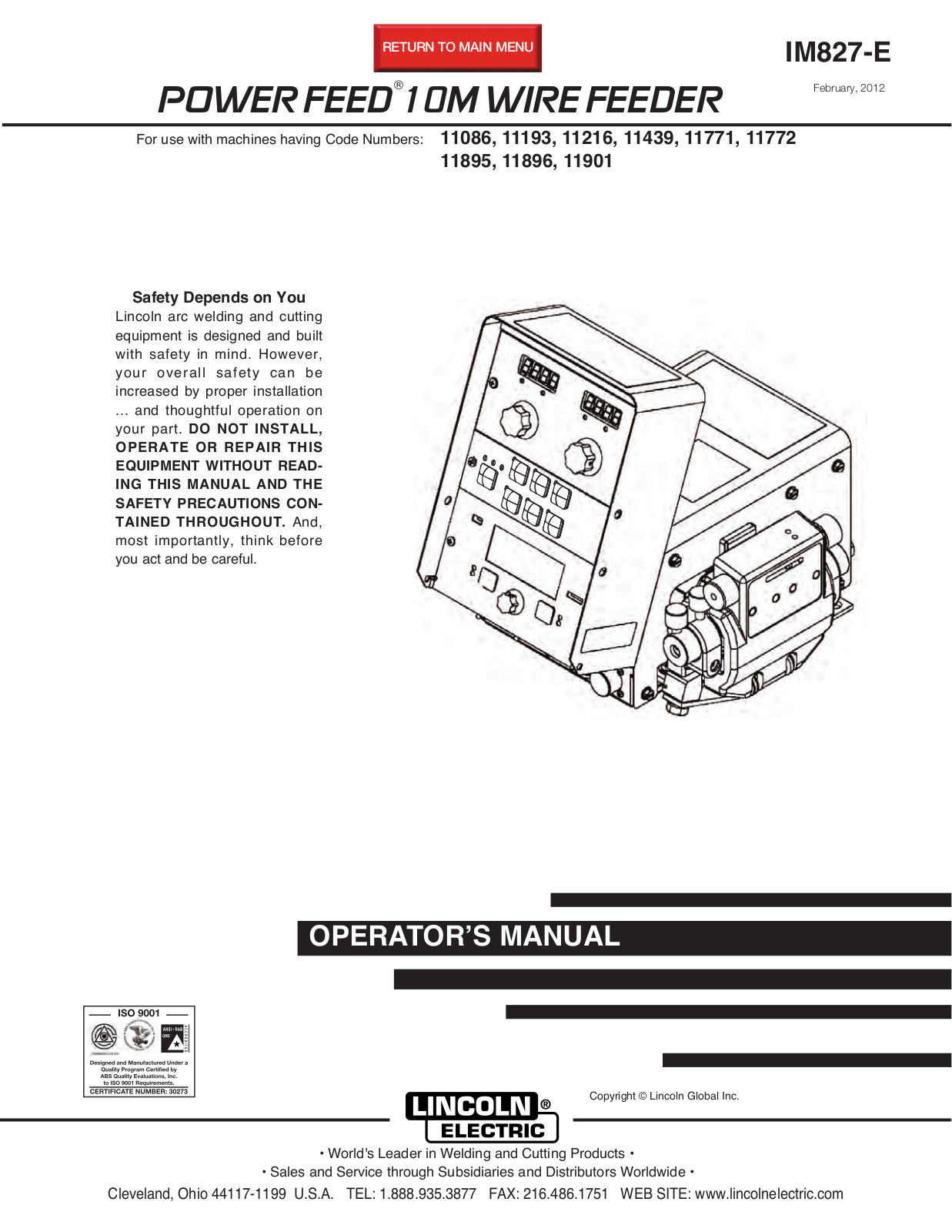 Lincoln Electric IM827 User Manual