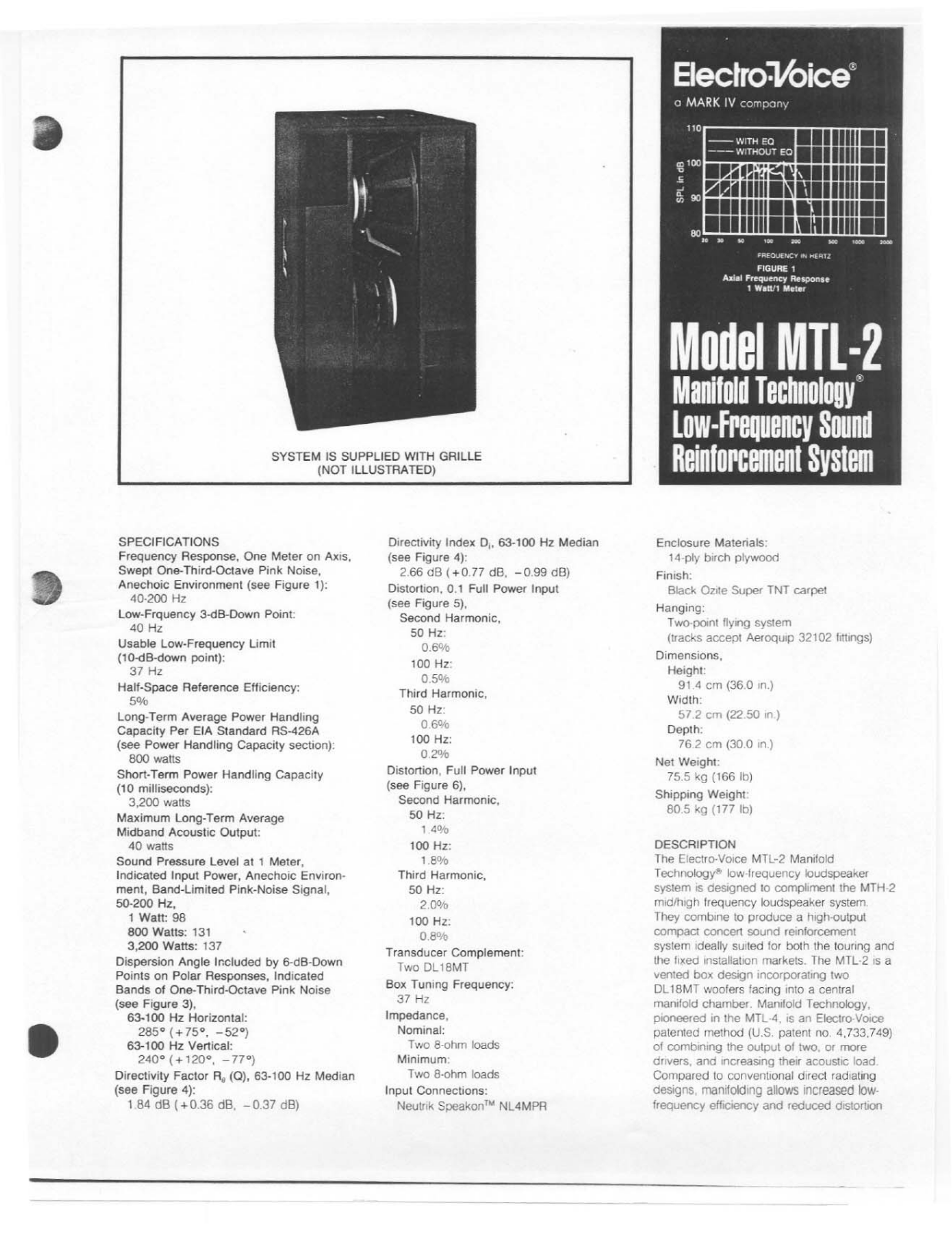 Electro-Voice MTL-2 User Manual