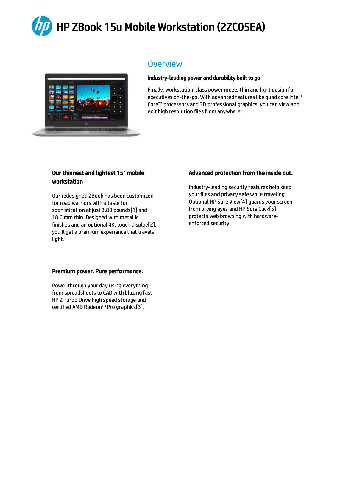 Hewlett Packard 2ZC08ET Product Data Sheet