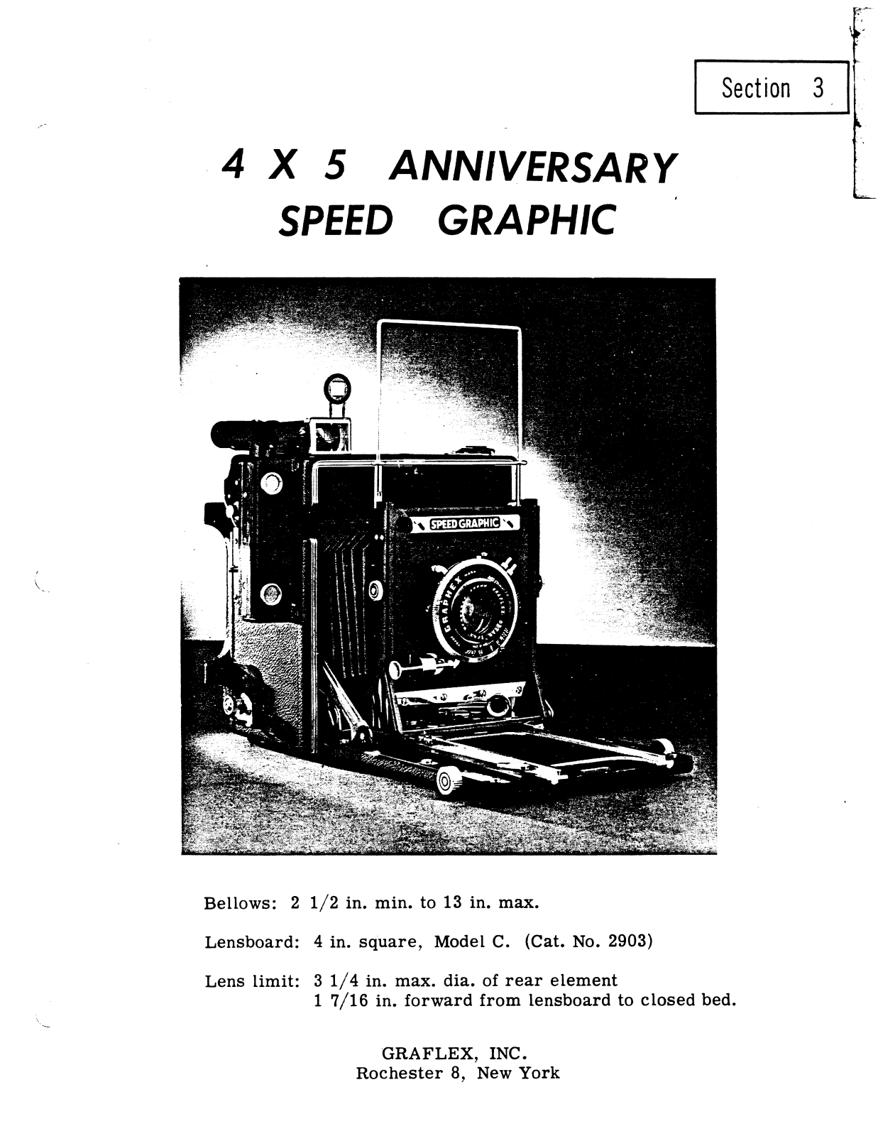 Graflex Anniversary Speed Graphic Parts list