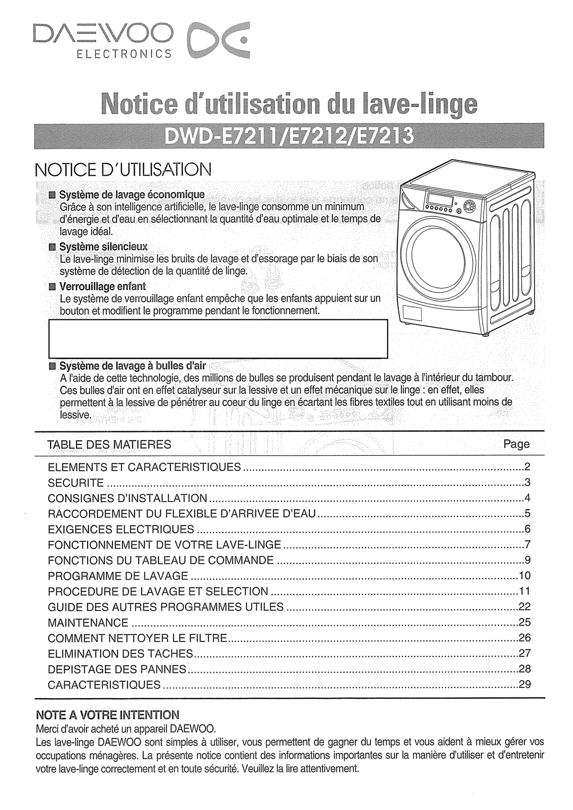 DAEWOO DWD-E7211, DWDE7212 User Manual