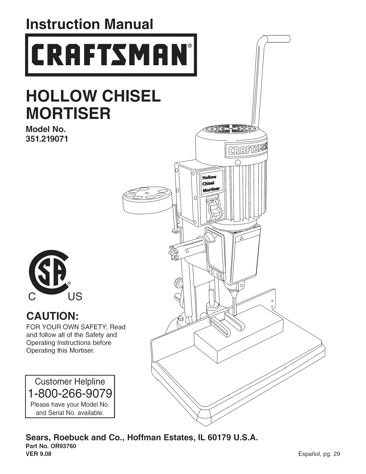 Craftsman 351219071 Owner’s Manual