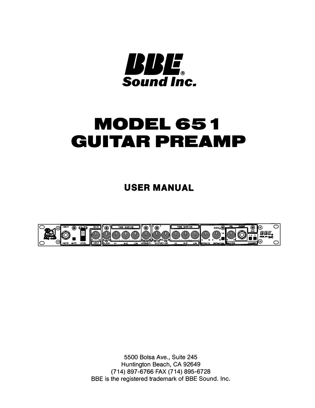 Bbe sound 651 User Manual