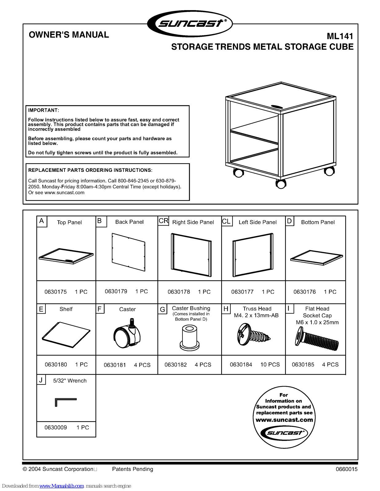 Suncast ML141 Owner's Manual - ManualMachine.com