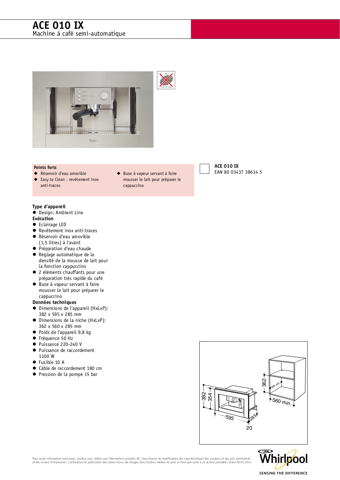 Whirlpool ACE 010 IX Product information