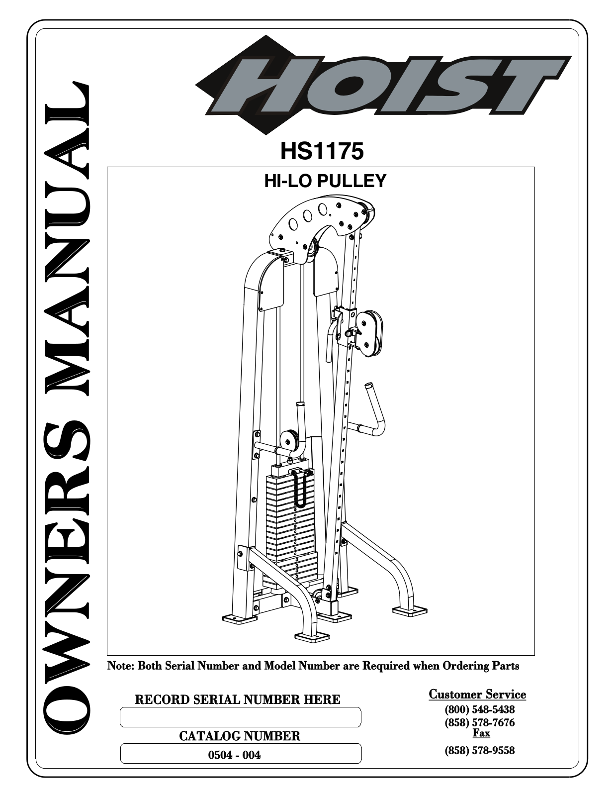 Hoist Fitness HS1175 User Manual