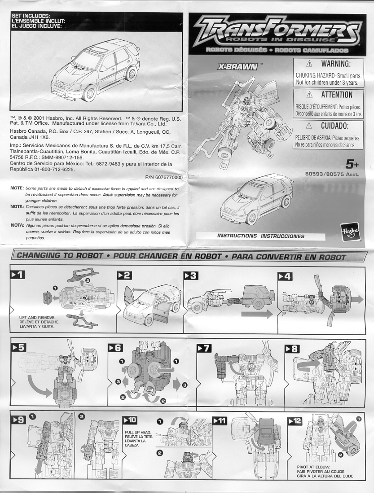 HASBRO Transformers Robots in Disguise X-Brawn User Manual