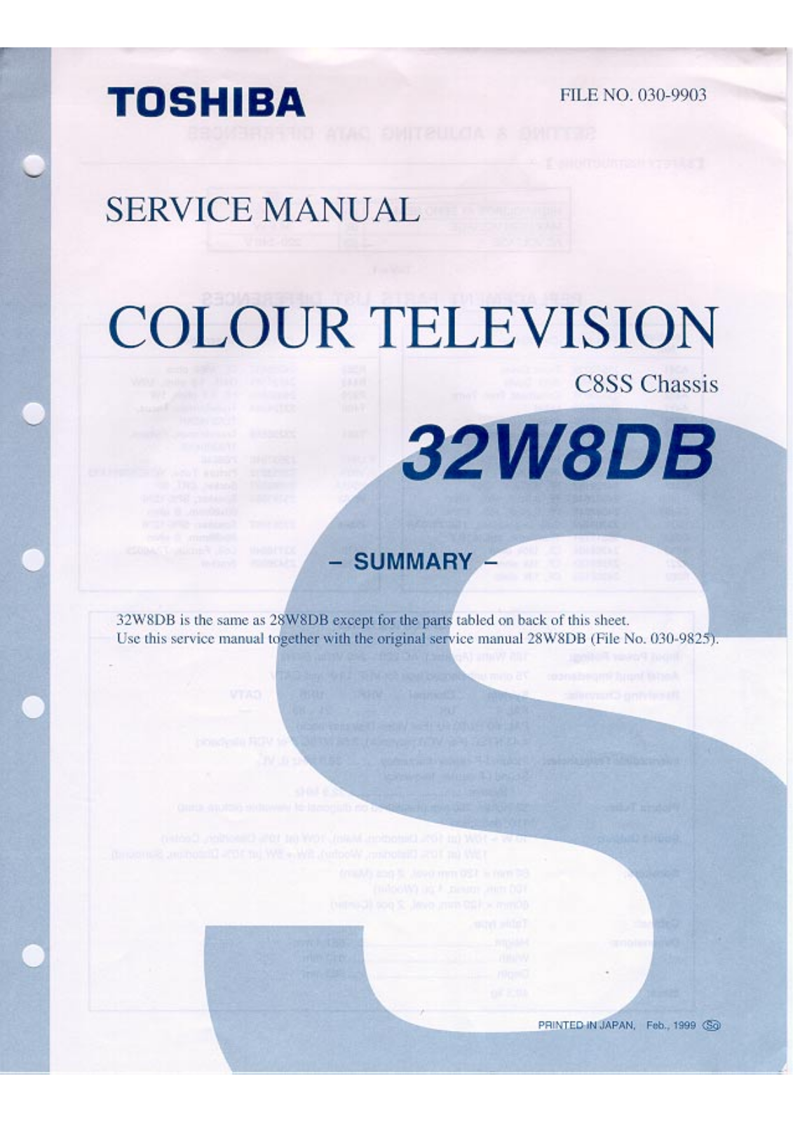 Toshiba 28W8DB Schematic