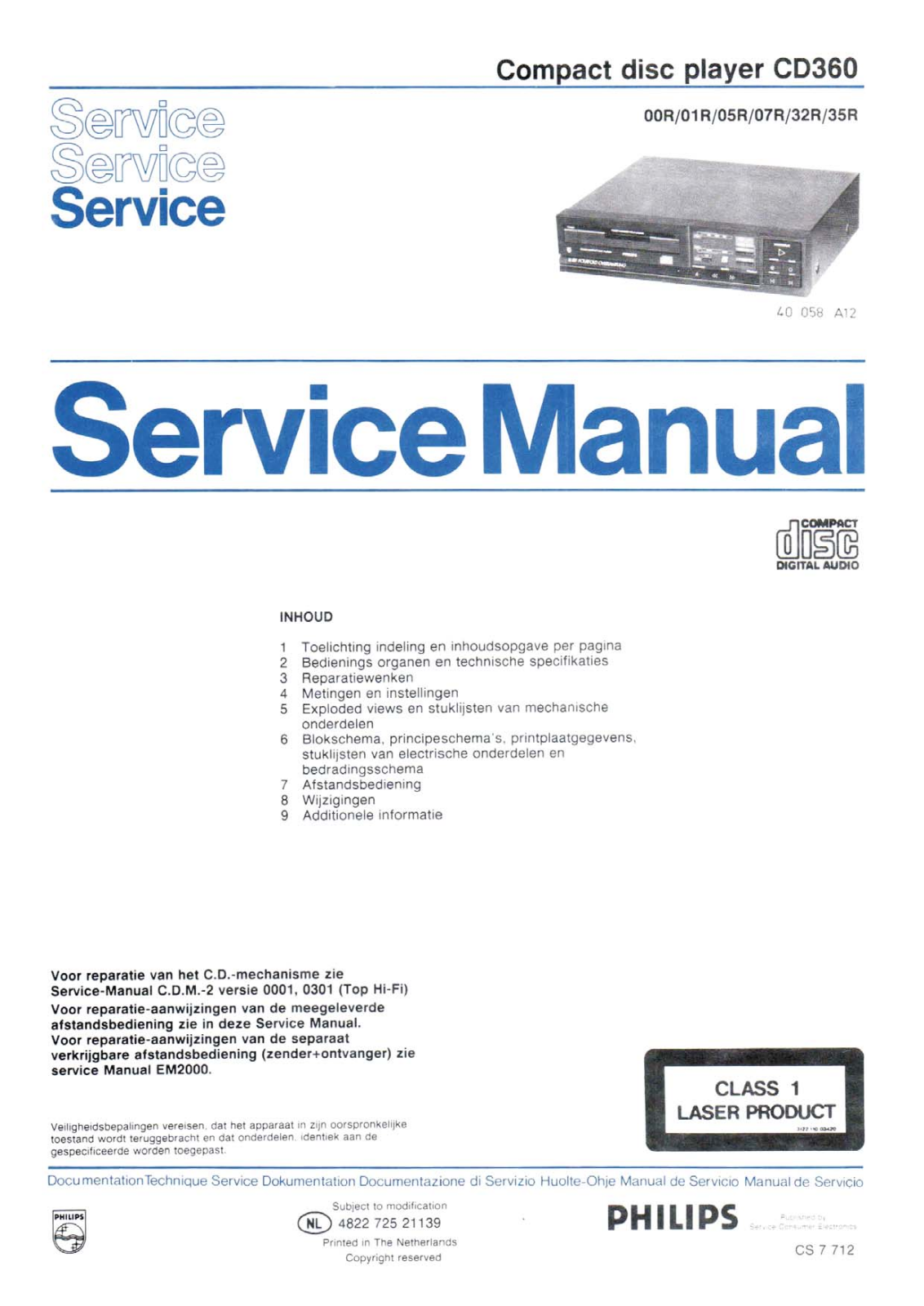 Philips CD360 Service manual