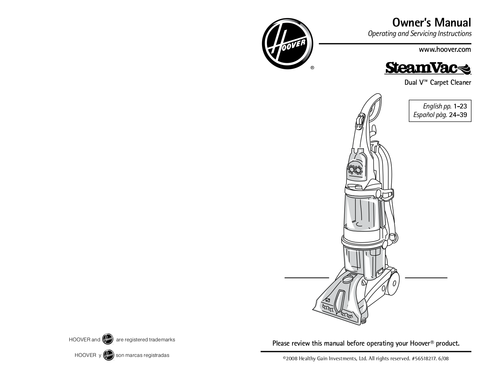 Hoover STEAMVAC DUAL V Manual