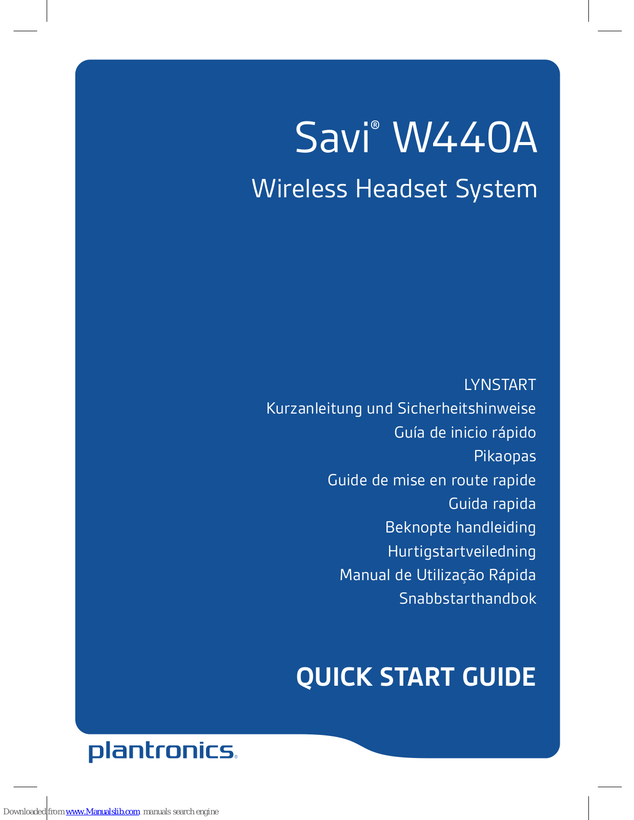 Plantronics Savi W440A Quick Start Manual