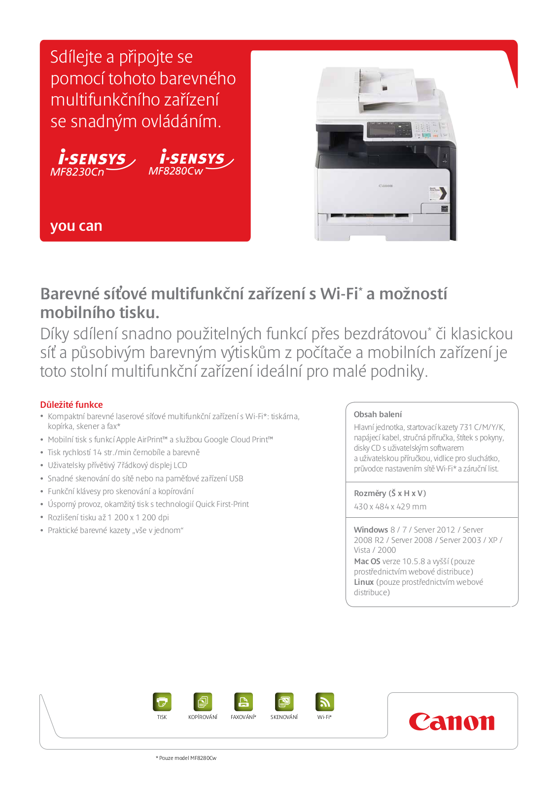 Canon I-SENSYS MF8230Cn, I-SENSYS MF8280Cw BROCHURE