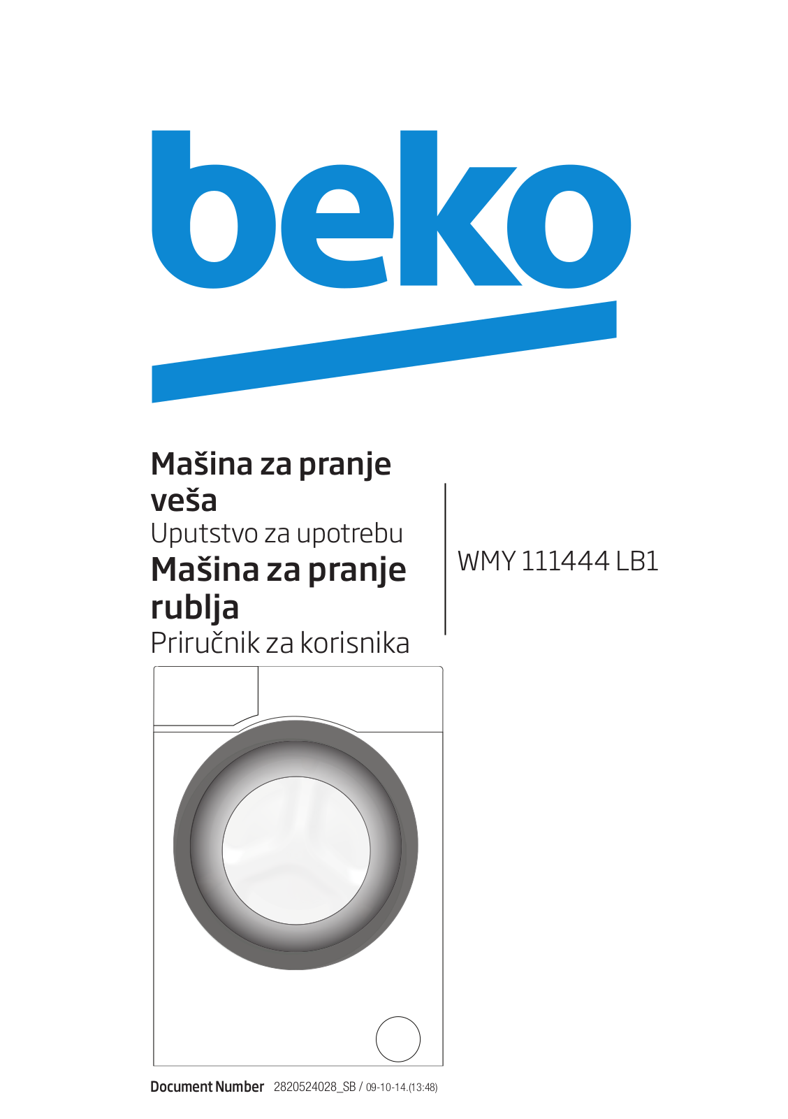 Beko WMY 111444 LB1 User manual