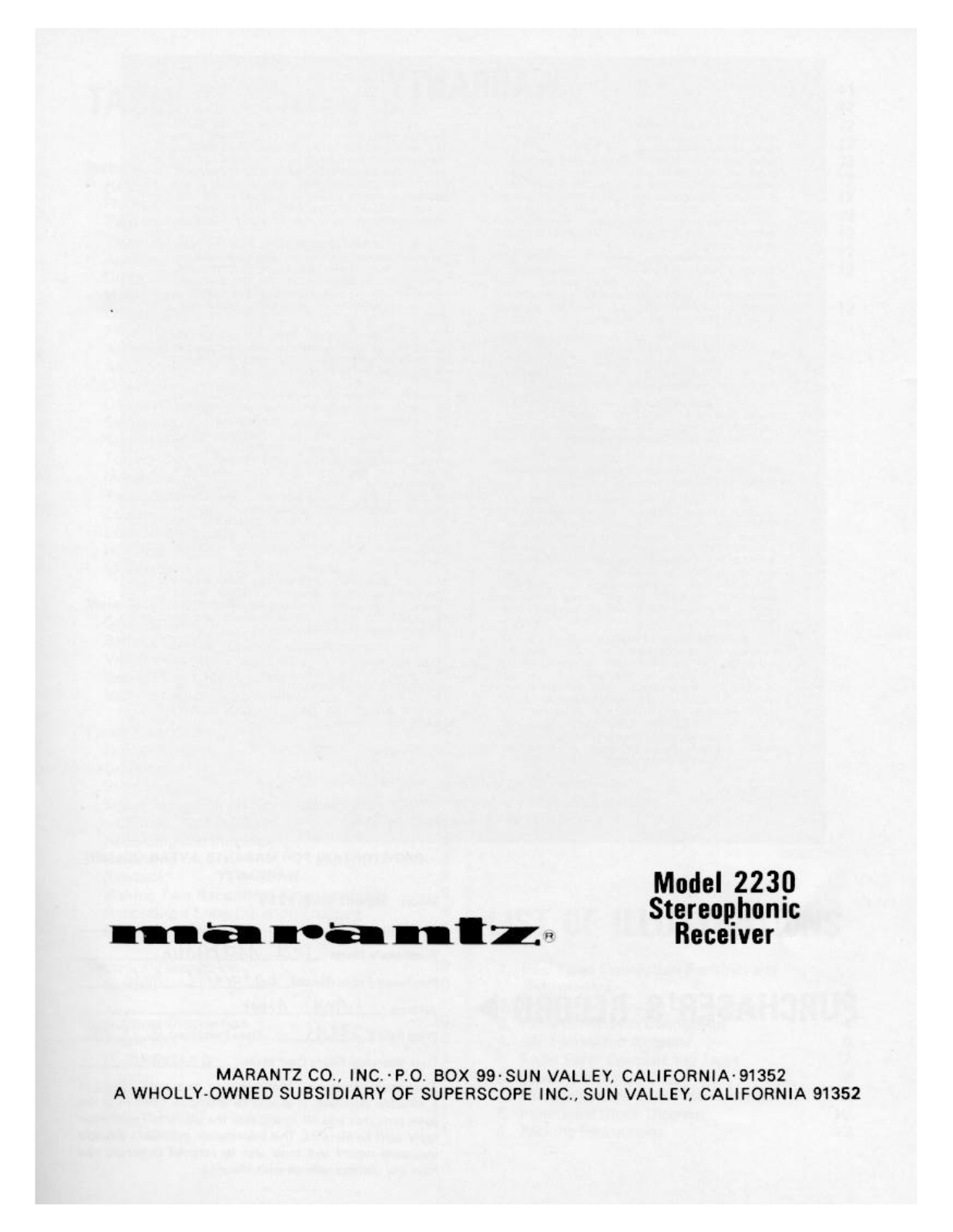 Marantz 2230 Owners Manual