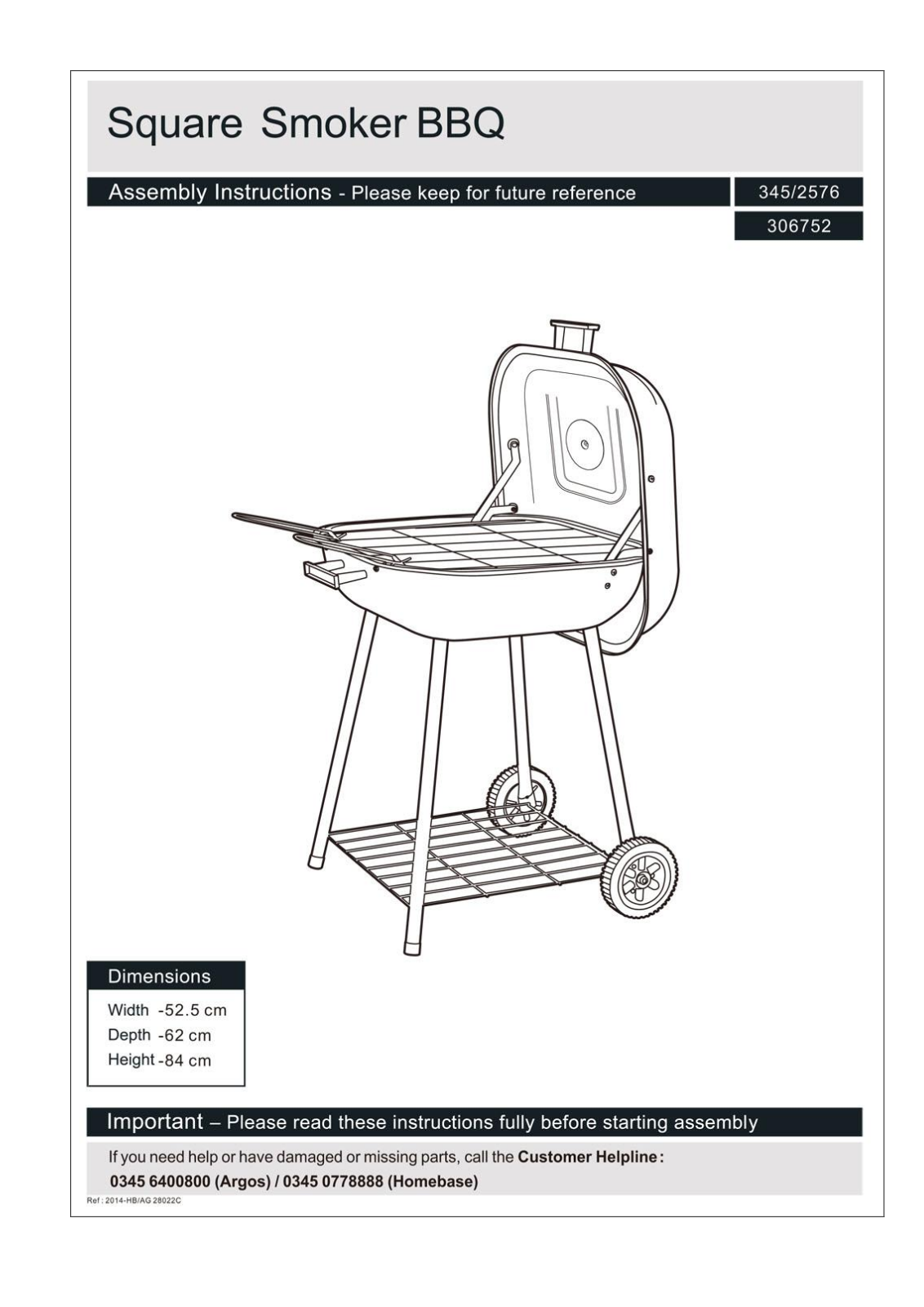 Argos square smoke BBQ ASSEMBLY INSTRUCTIONS