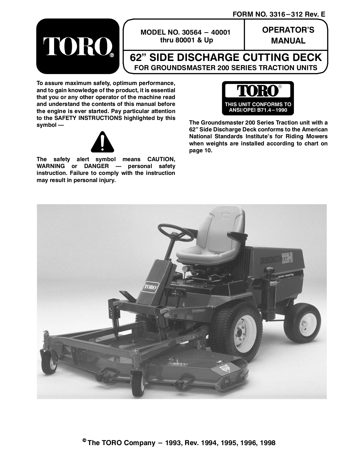 Toro 30564, 30564TE Operator's Manual