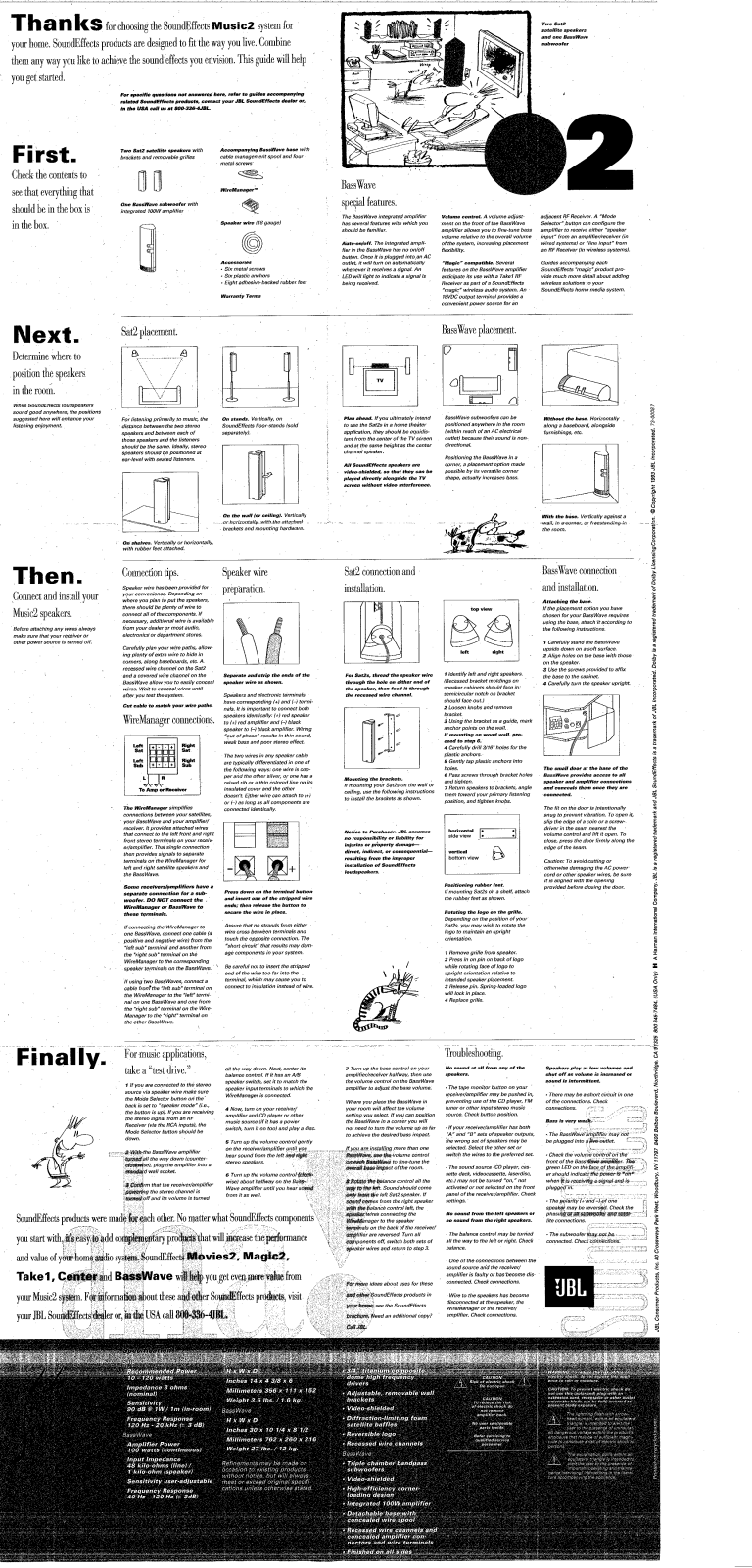 Jbl MUSIC2, BASSWAVE, SAT2 User Manual