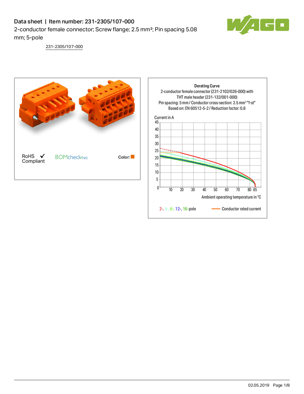 Wago 231-2305/107-000 Data Sheet