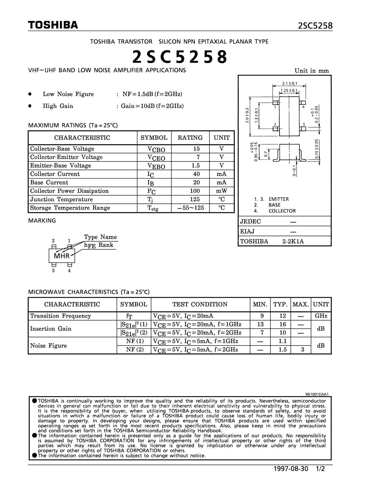 Toshiba 2SC5258 Datasheet