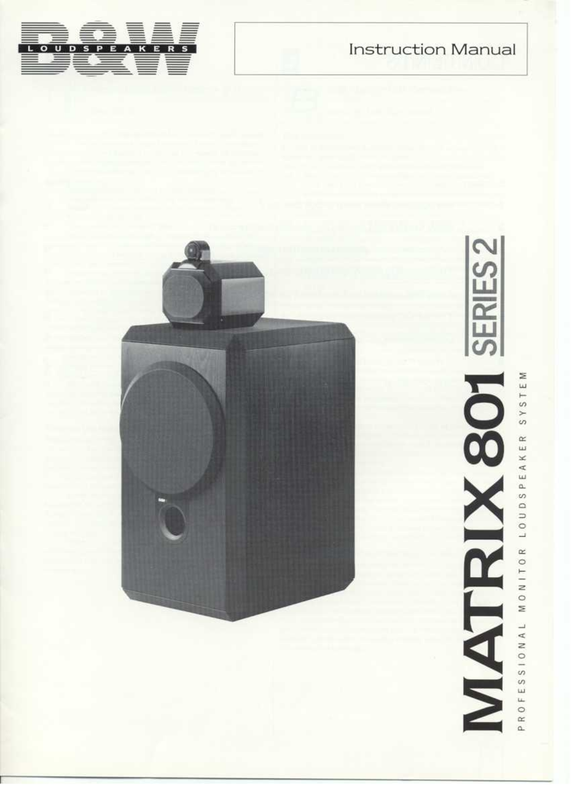 Bowers and Wilkins Matrix 801 Mk2, 801 Mk2, 801-S-2 Owners manual