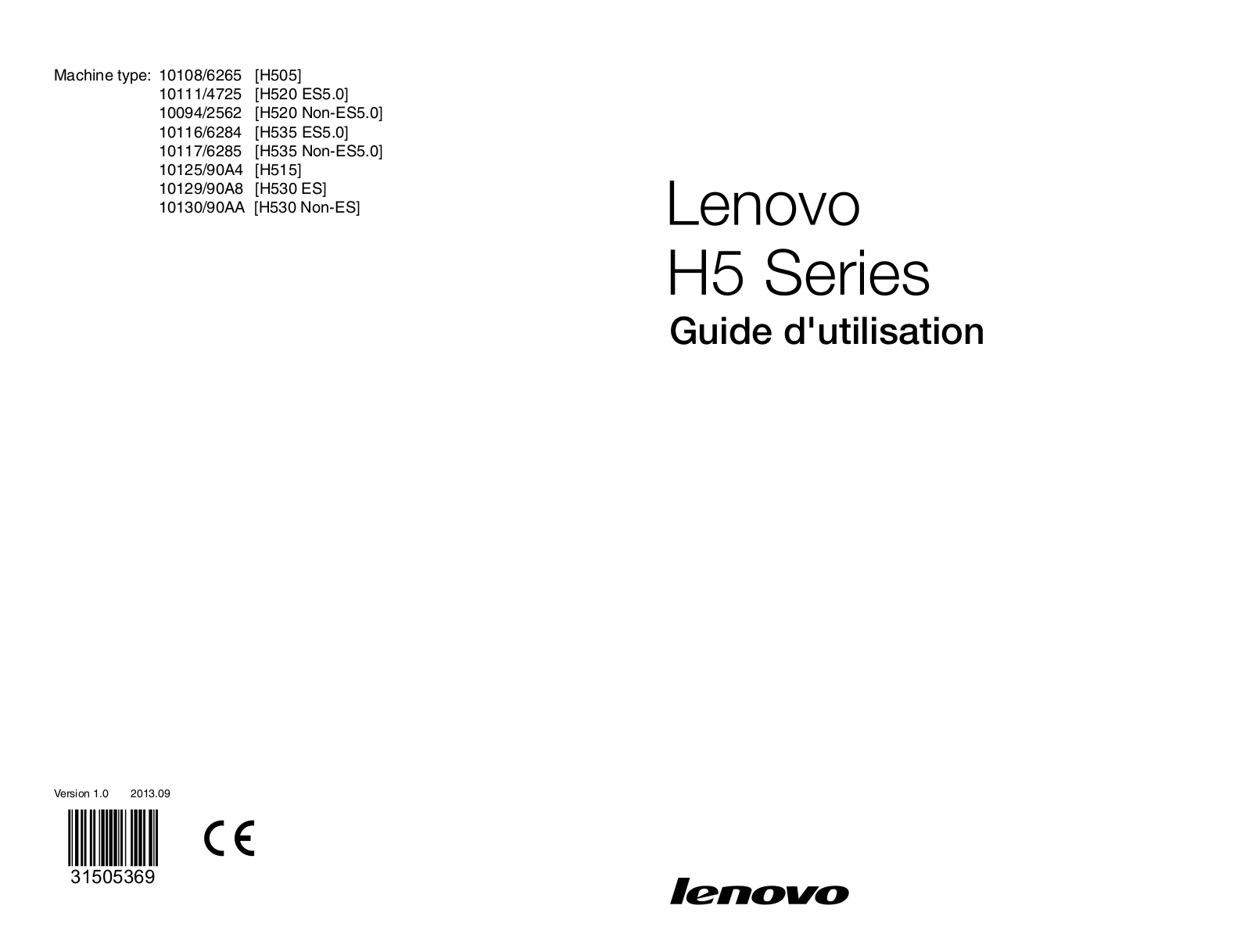 Lenovo H505, H520, H535, H515, H530 User Guide