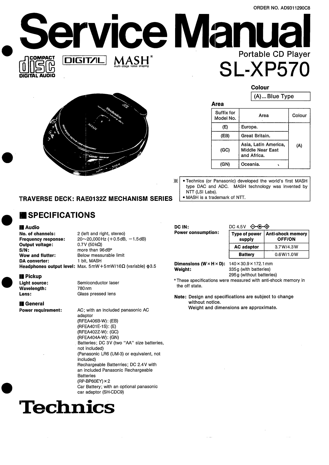 Technics SLXP-570 Service manual