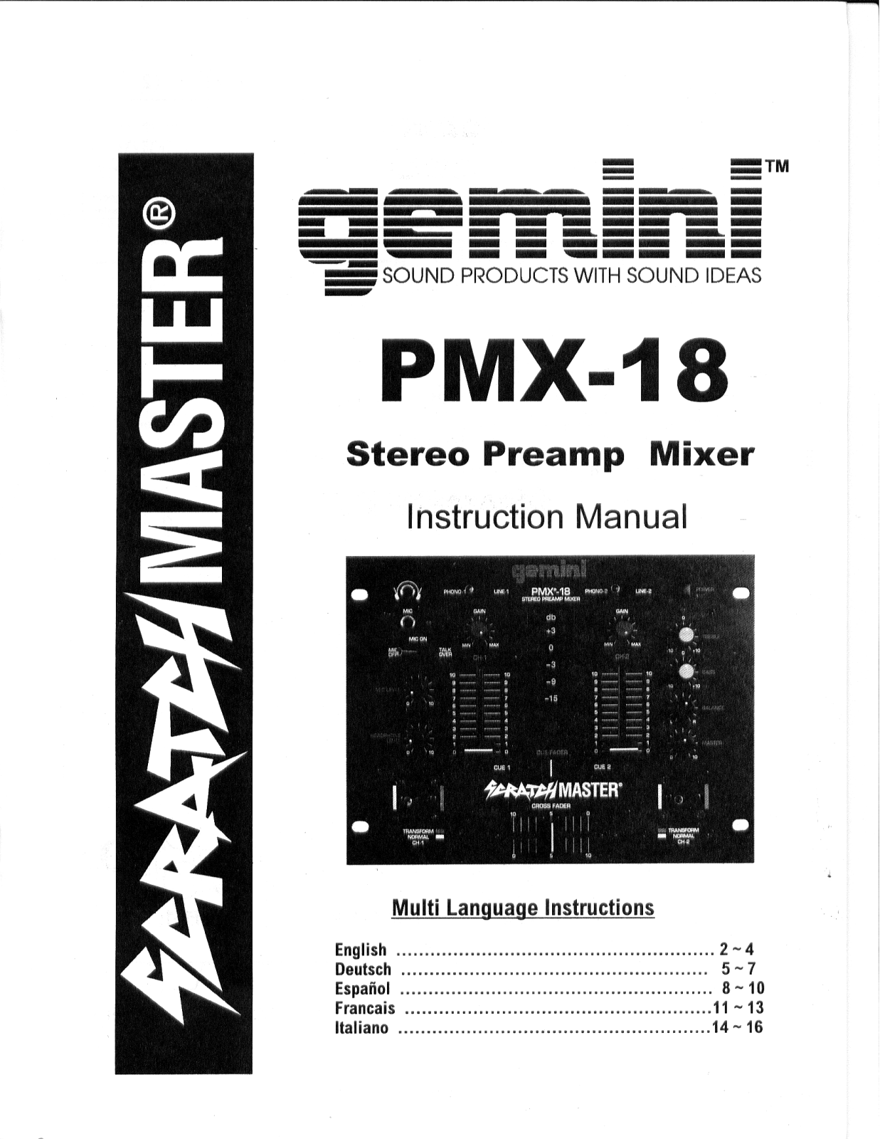 Gemini PMX-18 User Manual