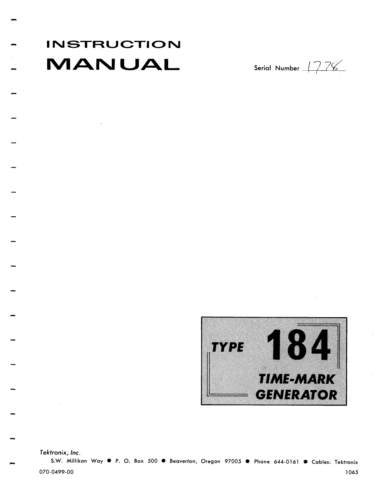 Tektronix 184, 184 User Manual