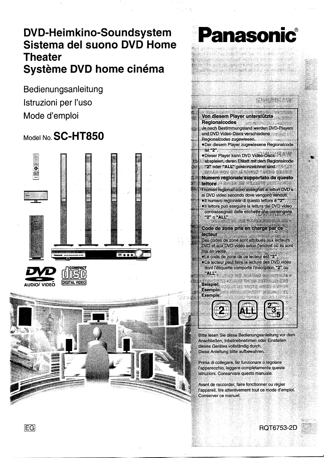 PANASONIC SC-HT850 User Manual