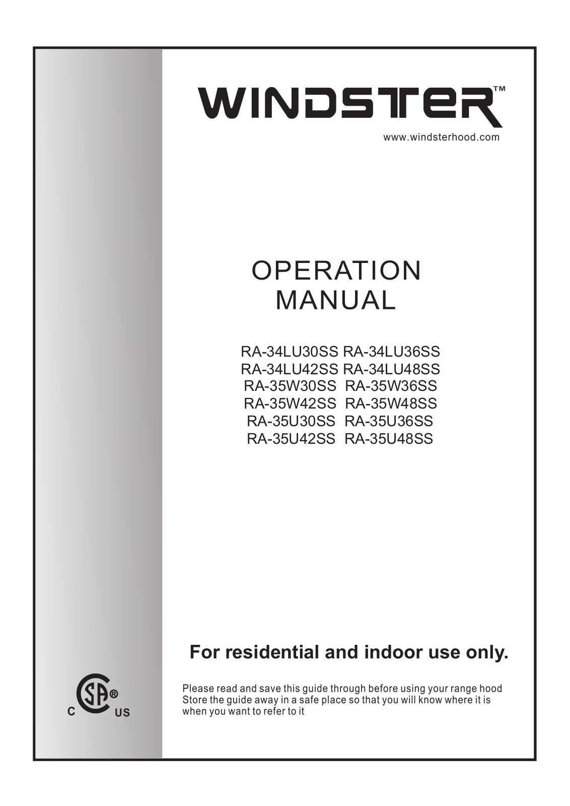 Windster RA34LU42SS User Manual