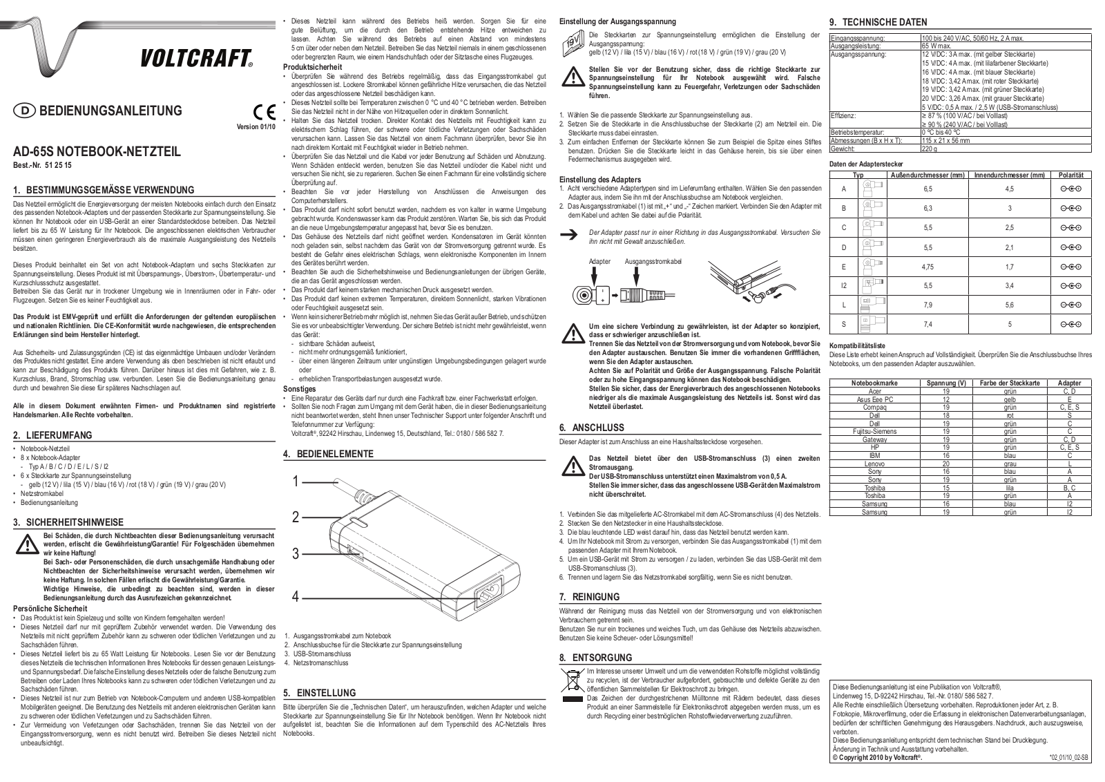 VOLTCRAFT AD-65S Operation Manual