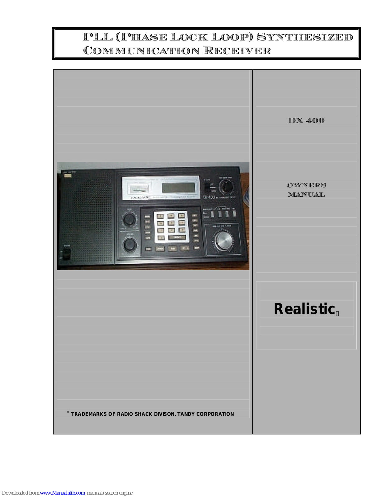 Realistic DX-400 Owner's Manual