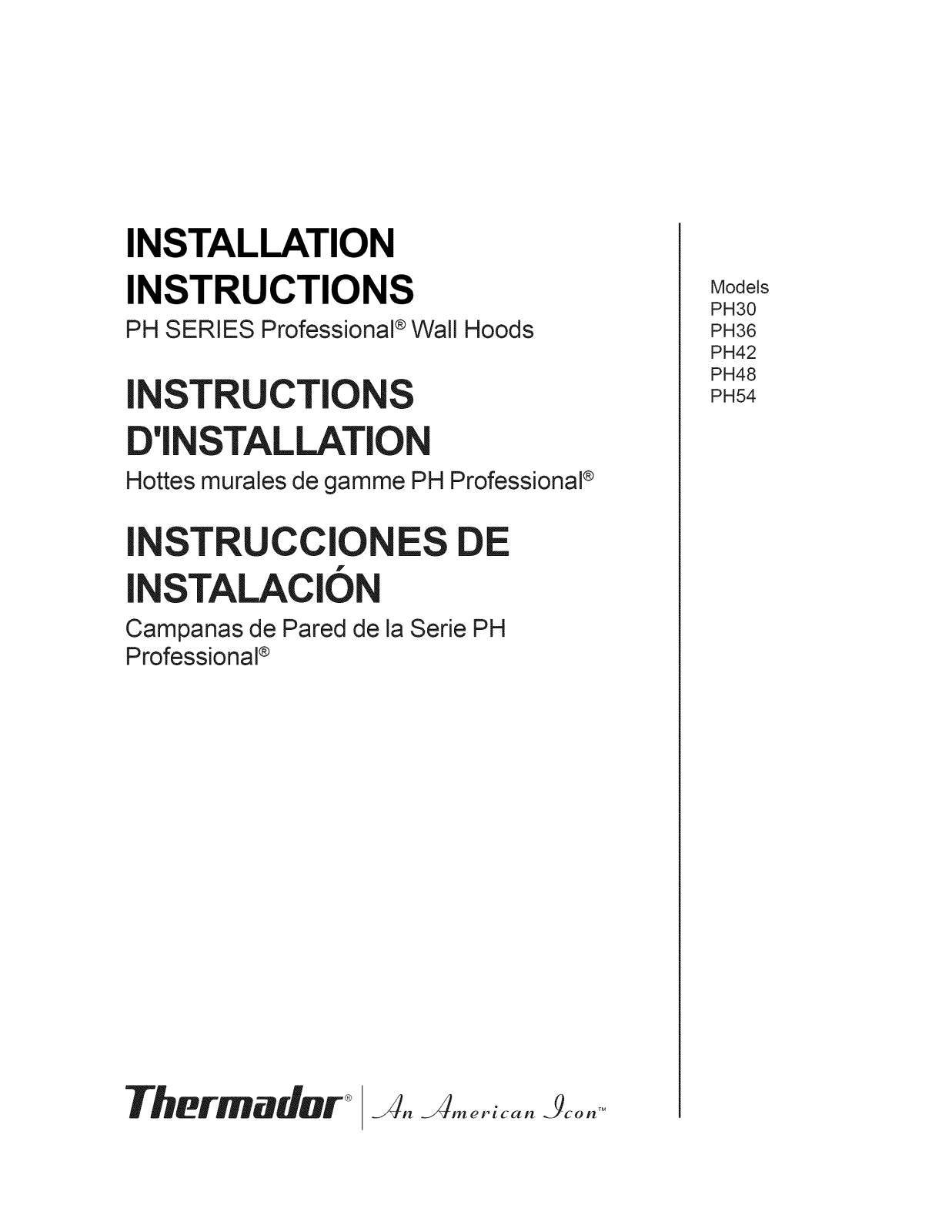 Thermador PH42CS/01, PH30CS/01, PH54CS/01, PH48CS/01 Installation Guide - ManualMachine.com