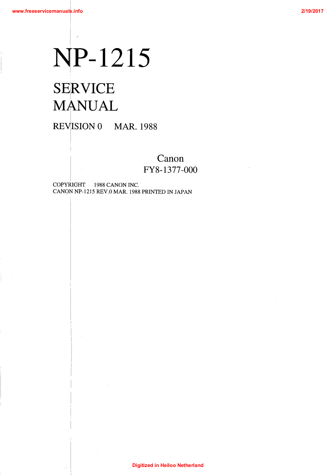 Canon NP-1215 Service Manual