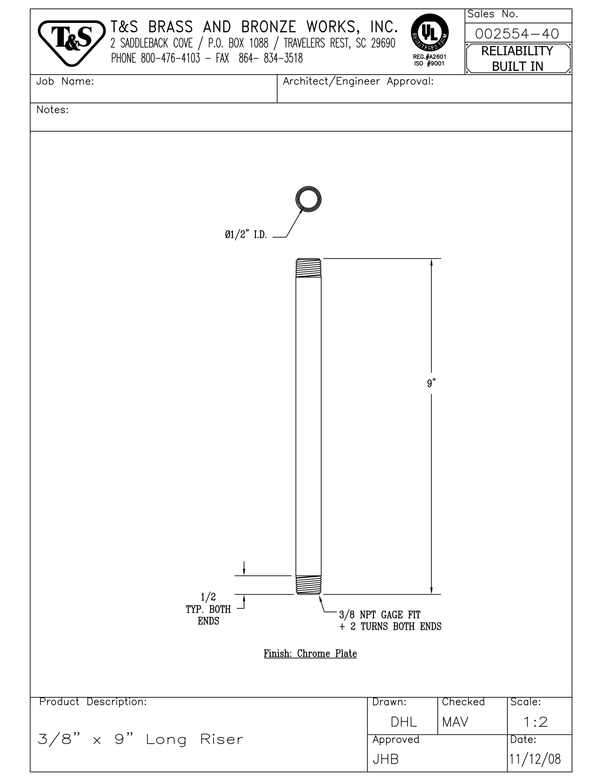 T&S Brass 002554-40 User Manual