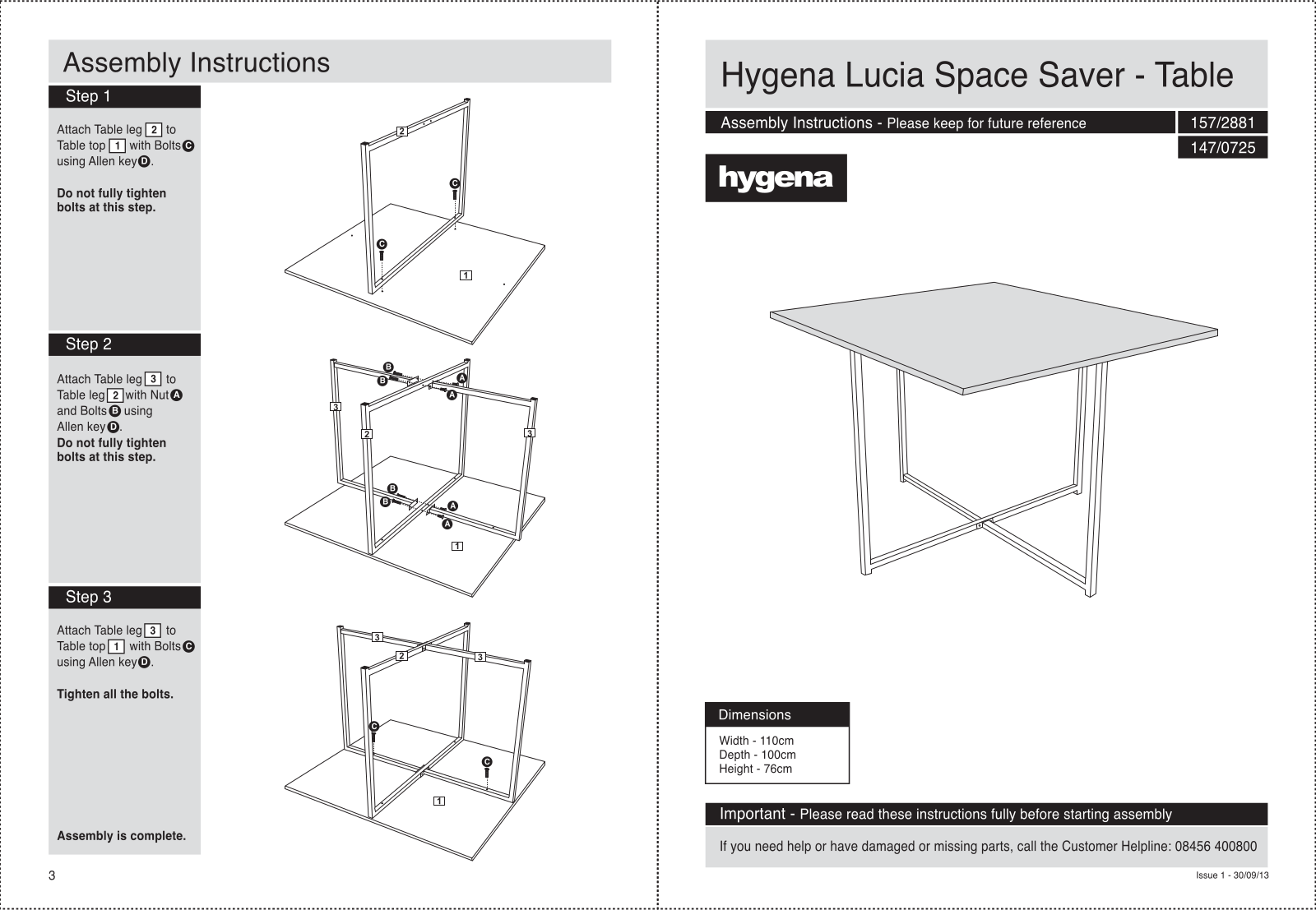 Hygena NYX-110100 Instruction manual