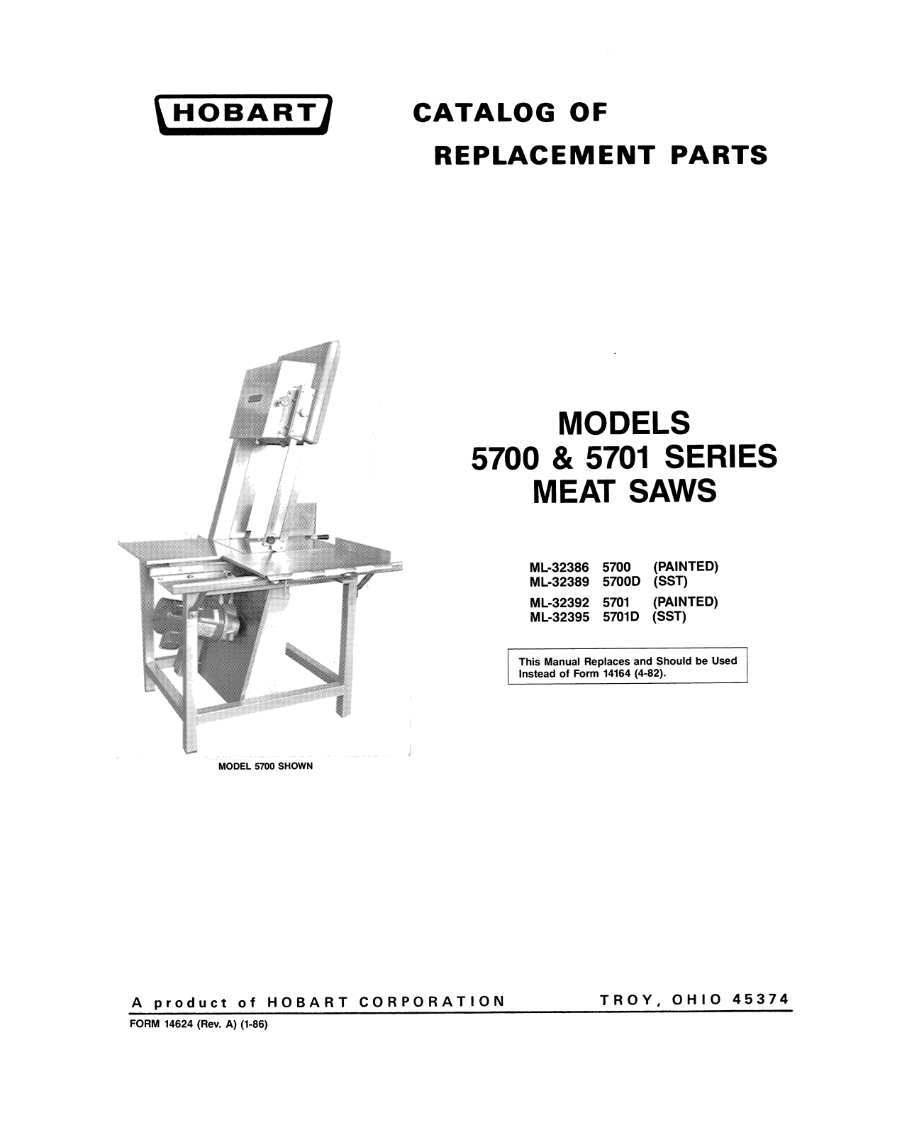 Hobart 5700 Parts List